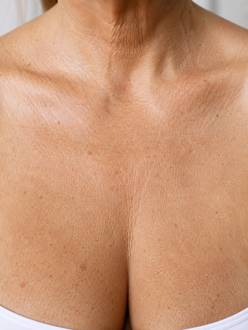 Linda R., 54 — 8 weeks · Décolleté firmness