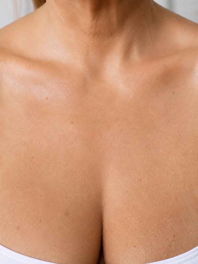 Linda R., 54 — 8 weeks · Décolleté firmness